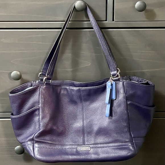 Coach Handbags - Coach F23284 Park Carrie Pebbled Leather
Purple Bag Satchel Purse Tote